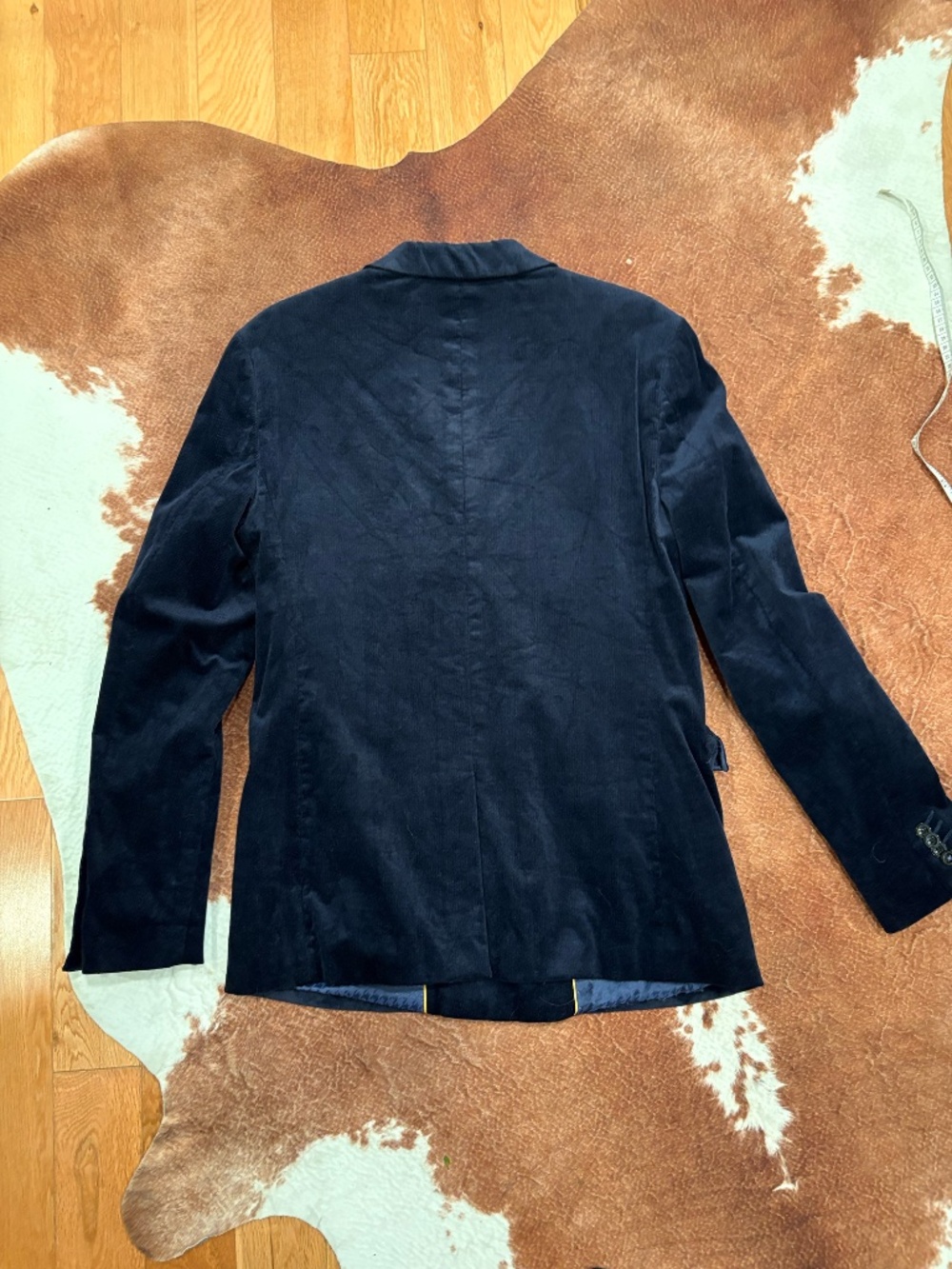 TOPMAN Blue Corduroy Double Breasted Blazer Sz 36 Mod 70s Vintage Style - Picture 4 of 5